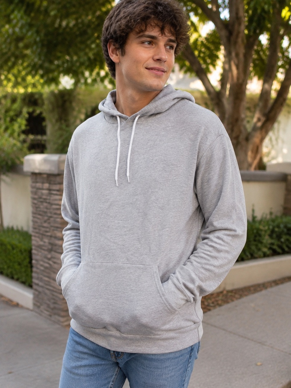 BELLA+CANVAS 3719 Unisex Sponge Fleece Pullover Hoodie Gray Large